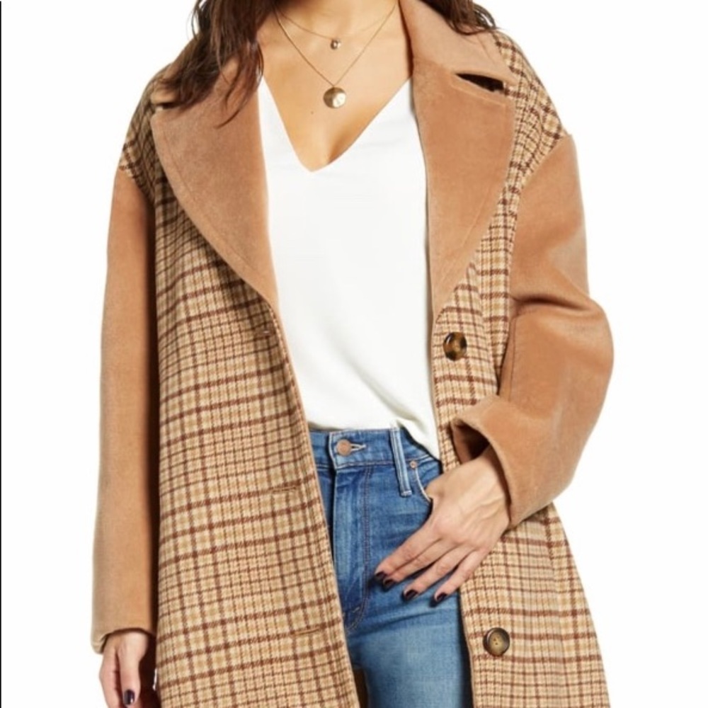 Mural Plaid Longline Coat